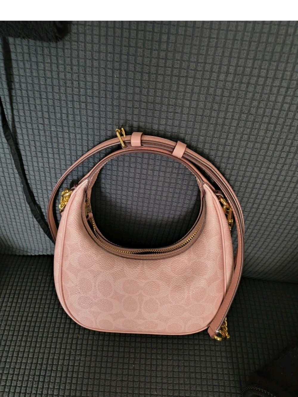 Coach Pink Signature Small Hobo Crossbody Bag